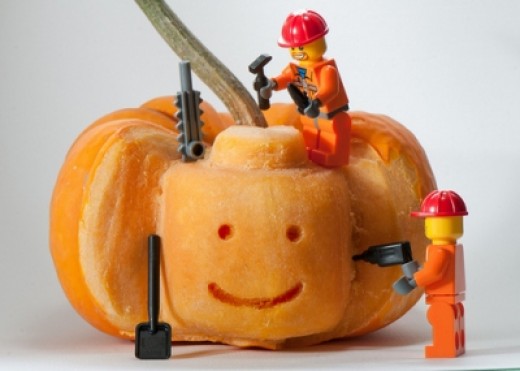 Lego Minifigure Head Carved In A Pumpkin Photo Credit Kenny Louie
