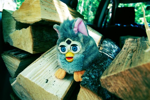 Furby goes camping.