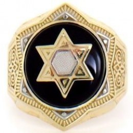 Are you looking for bargains? This 14k Solid Yellow Gold Onyx Star of David Mens Ring liquidated from $1,305.00 to $361.67, a real bargain of 72% savings. The gold star is accented by (rated as a good cut) black onyx stone. He would be proud to wear this ring.